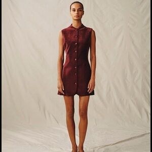 Attersee Textured Mini Velvet Dress “Wine”